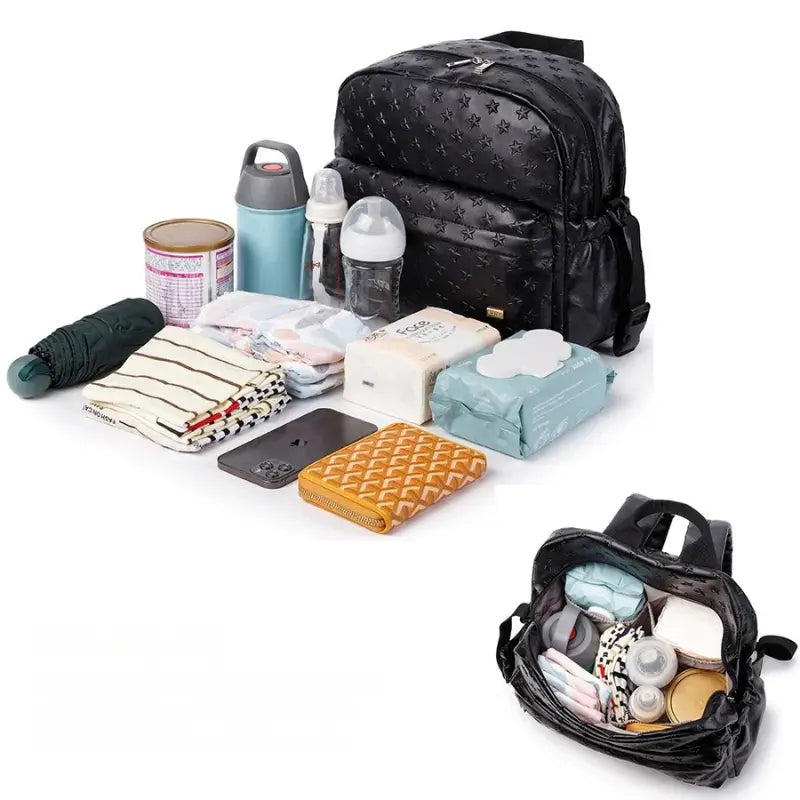 Wickeltasche Schwarz Star – Praktisch & stilvoll für unterwegs | Nuvlee