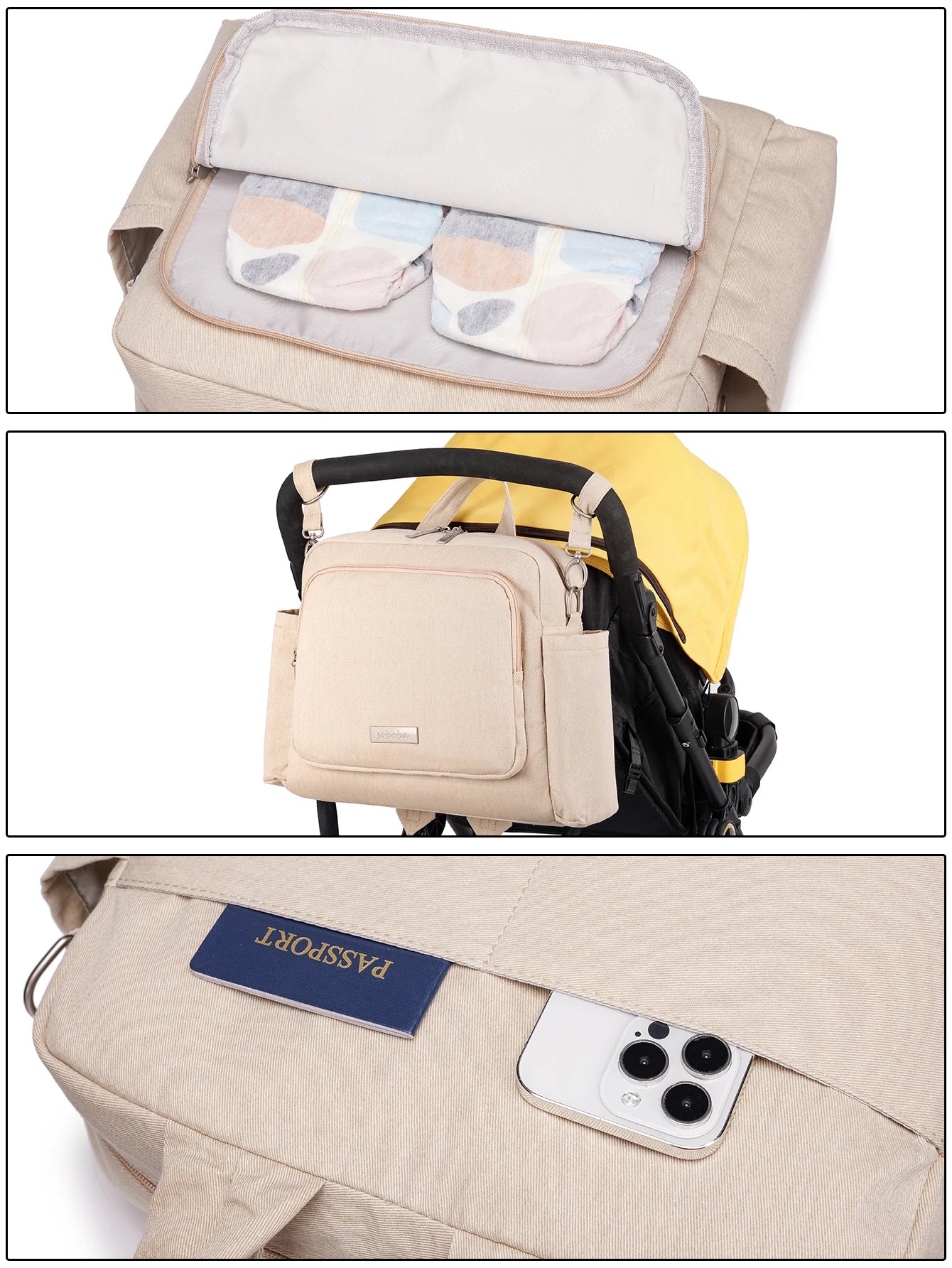 Wickeltasche Kinderwagen Style – Leicht & Schick für den Alltag | Nuvlee