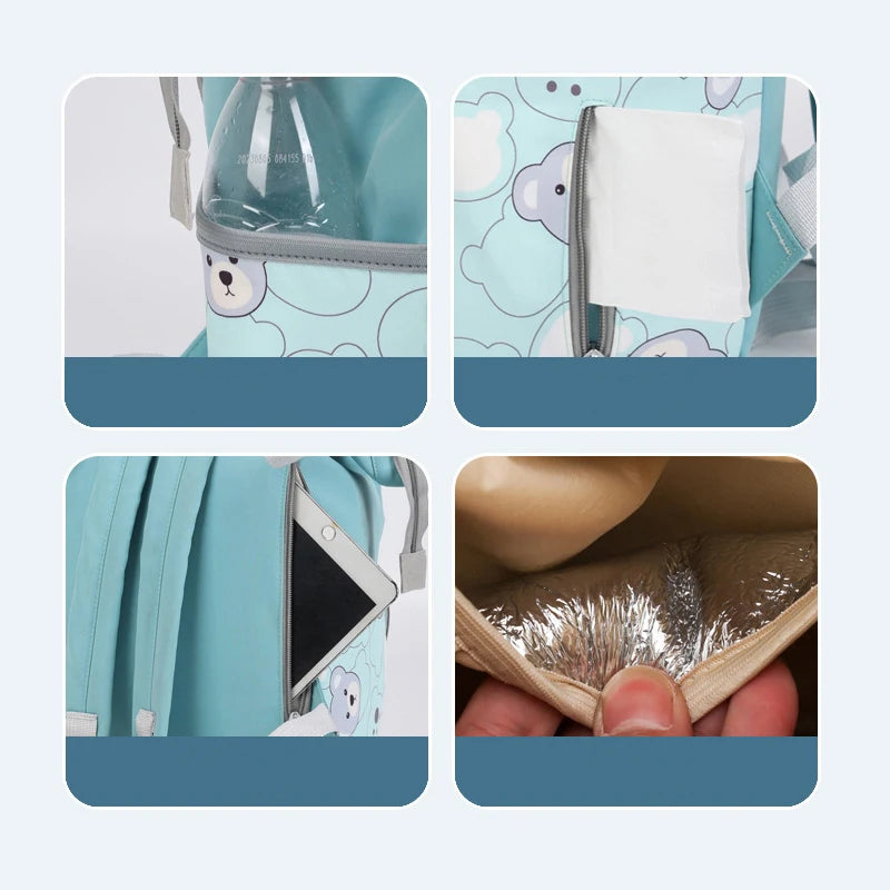 Wickeltasche Rucksack für Kinderwagen – Wasserdicht & Stylisch mit Bärenmuster | Nuvlee