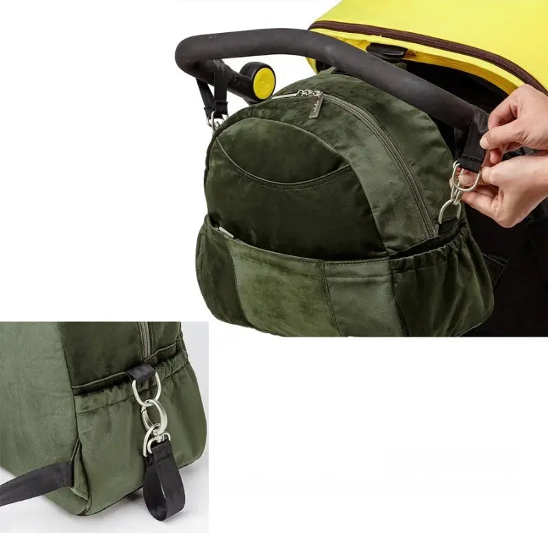 Wickeltasche Kinderwagen Velvet – Weich, Praktisch & Mit Schnullerbox | Nuvlee