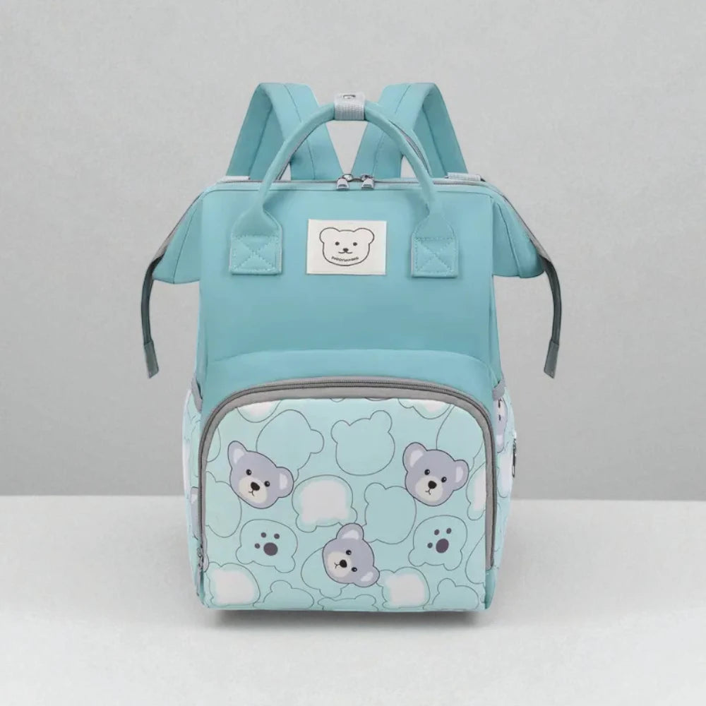 Wickeltasche Rucksack für Kinderwagen – Wasserdicht & Stylisch mit Bärenmuster | Nuvlee